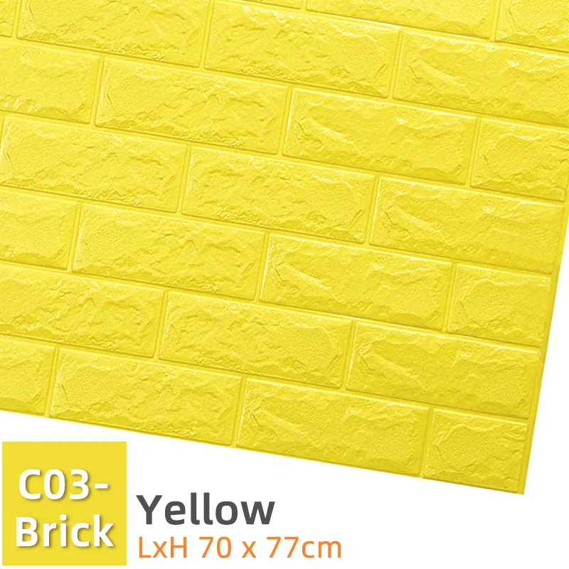 C03-Brick-Yellow Kaguyahime Самоклеящиеся 3D наклейки на стену водонепроницаемые DIY Пена кирпичная настенная бумага ТВ фон Декор мраморная настенная бумага красочный кирпич - Цвет: C03-Brick-Yellow