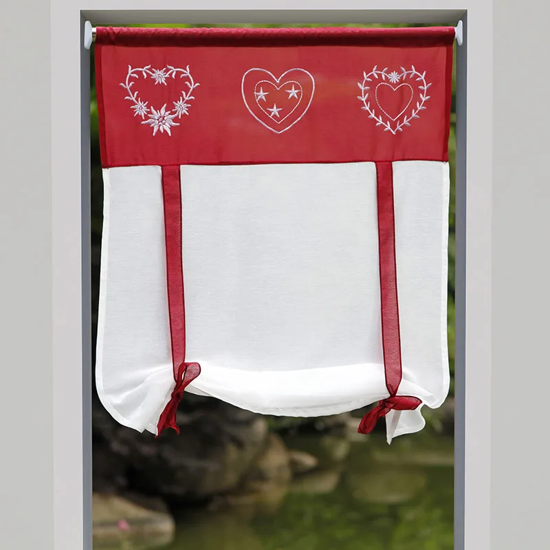 

Римская готовая занавеска с вышивкой Love Blind для кухни, короткая прозрачная занавеска для окна, Тюлевая занавеска, s дверные жалюзи