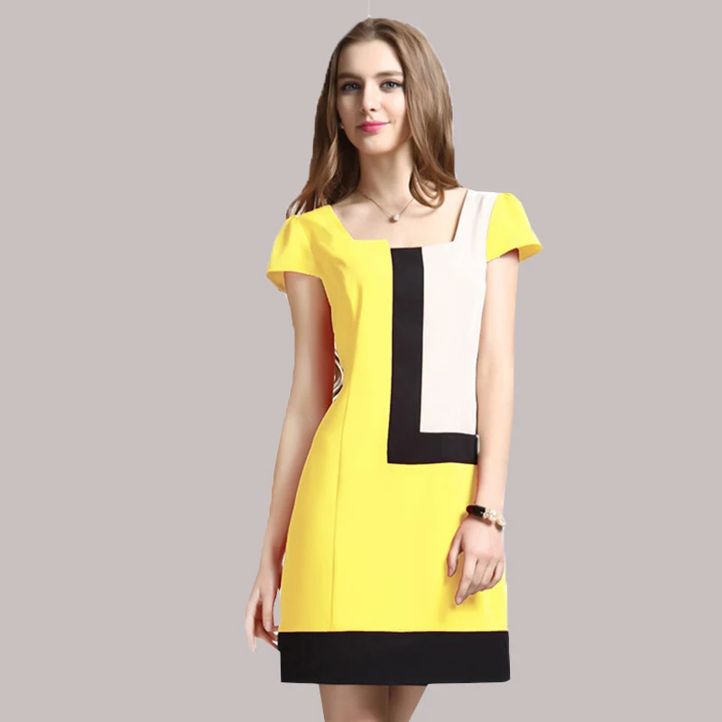 Женское винтажное платье составного кроя элегантное осеннее с круглым вырезом