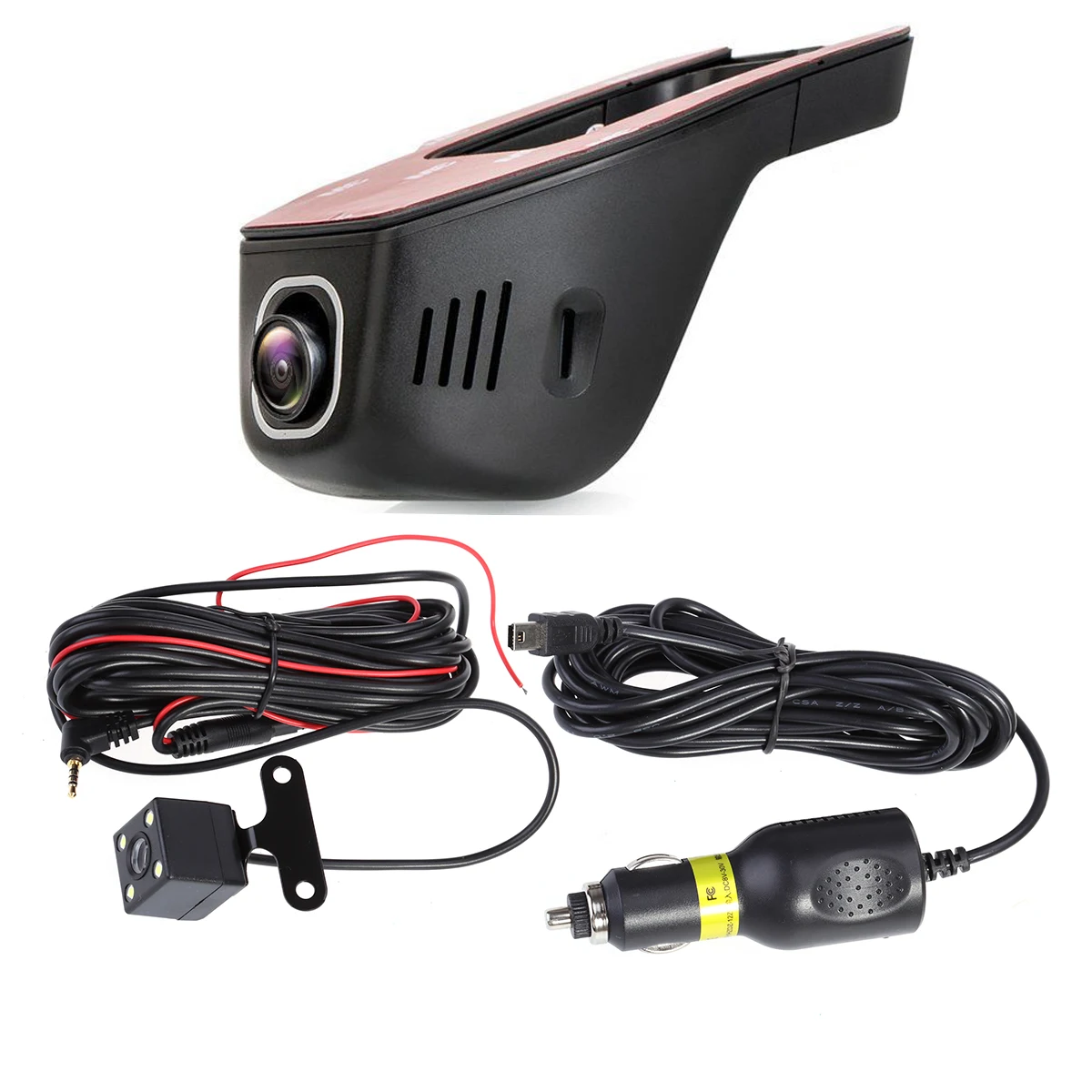 Автомобильный видеорегистратор Full Hd 1080p WIFI угол обзора 170 градусов с двойным
