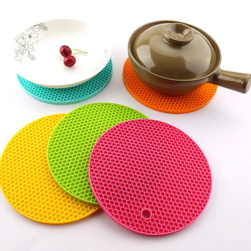 

18cm Round Heat Resistant Silicone Mat Drink Cup Coasters Non-slip Pot Holder Table Placemat Kitchen Accessories Onderzetters