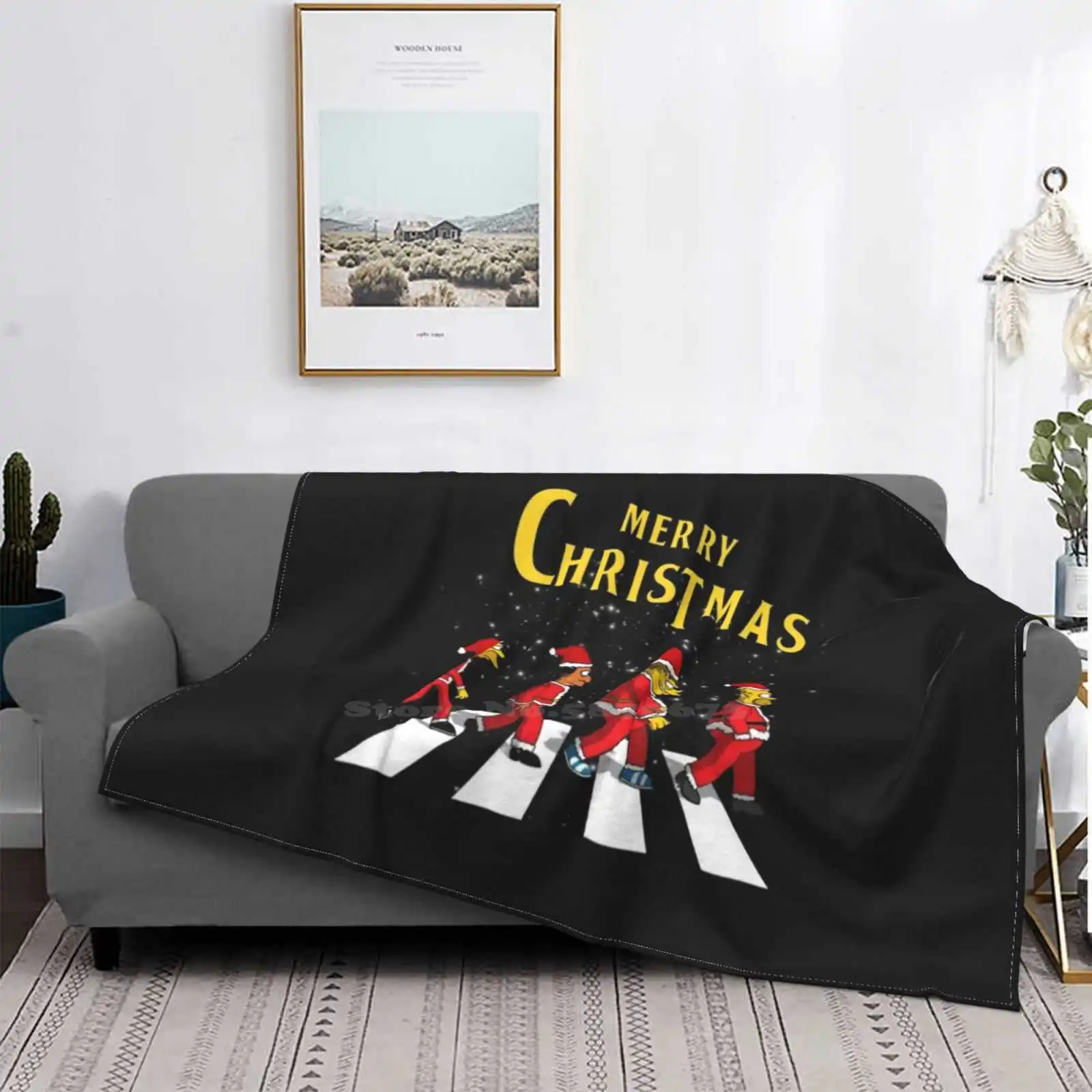 

Simp'S Merry Chirstmas On Abbey Road Shaggy Throw Soft Warm Blanket Sofa/Bed/Travel Love Gifts Merry Chirstmas On Abbey Road