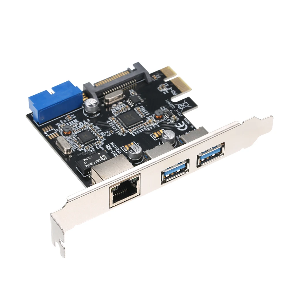 Плата расширения PCI-E к USB 3 0 2 порта 4-контактный источник питания и гигабитная