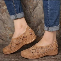 women sandals woman moccosins hollow out female retro wedges shoes summer 2021 sandalias vintage casual sewing shoes