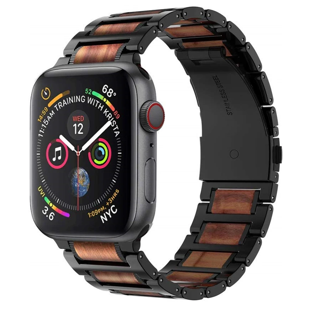 Браслет из нержавеющей стали для apple watch series 5 браслет натурального сандалового