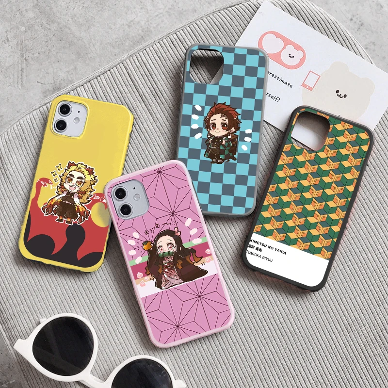 

For iPhone 13 12 Pro Max Mini Japan Anime Demon Slayer Case On For iPhone 11 Pro XS MAX X XR SE 2020 7 8 6 6S 5 5S SE Plus Coque
