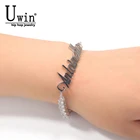 Браслет Uwin с именем на заказ, из нержавеющей стали, с инициалами, с удлинительной цепочкой, модные украшения в стиле хип-хоп