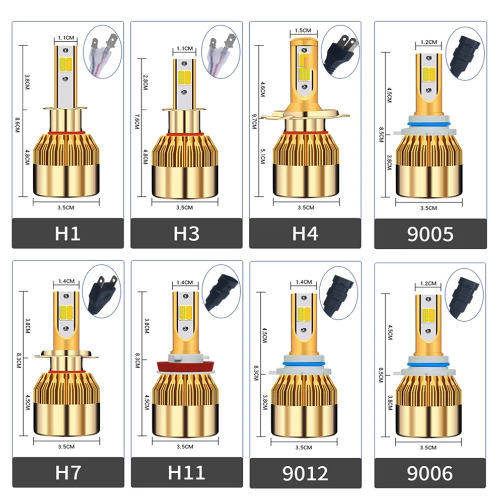 

New 2 Pcs LED Headlight Bulb 6000K 3800 lm Bright Switchable Color Low/High Beam Conversion Kit Car Accessories Dropshipping