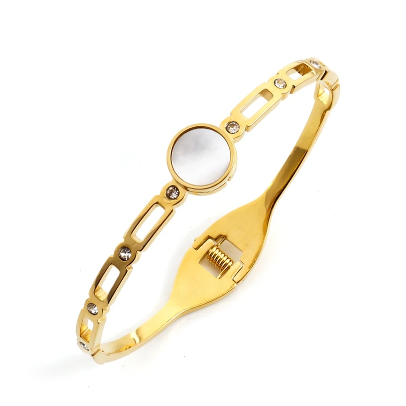 Женский браслет из нержавеющей стали 316L весенний на запястье с фианитом для