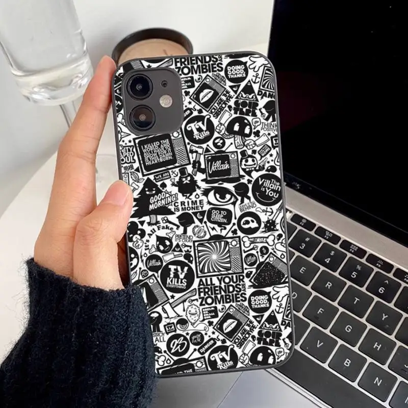 

Anime Graffiti Sticker Phone Case for iPhone 8 7 6S Plus X 5S SE 2020 XR 11 12 mini pro XS MAX