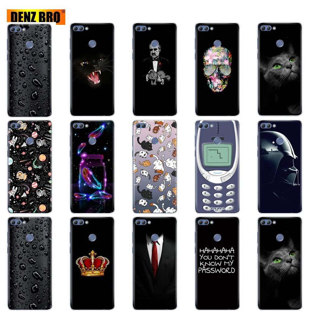 For huawei Y9 2018 case soft tpu silicone back cover phone 360 full protective clear printing transparent coque bumper | Мобильные