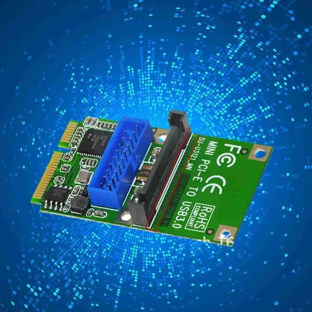 

1pc Mini Pci-E To Usb3.0 Adapter Card Mini Pcie To19-Pin For Desktop 3.0 20Pin Card Sata With Ports Usb Pc Power Expansion E6Q7