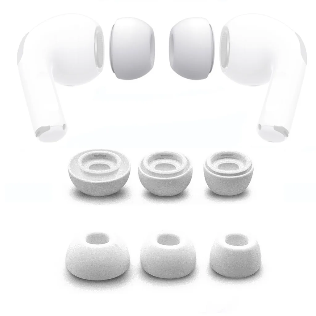 

6pc Eartips Cover Silicone High Quality Replacement Ear Tips Buds For Apple Airpods Pro Wireless Headphones White S/M/L Size
