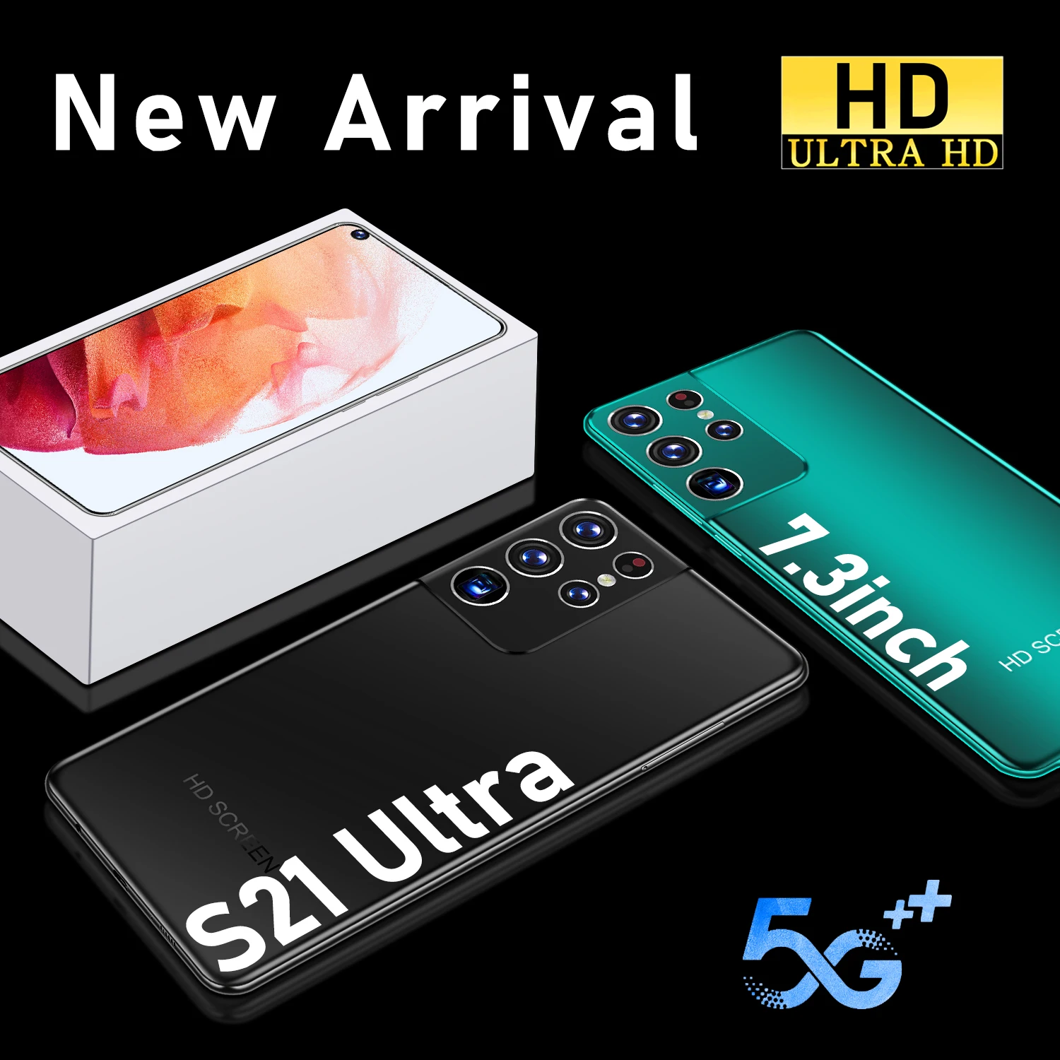 

7.3inch Galxy S21 Ultra 5g Cellphones Smartphoness Android 10 6800mAh 10Core Really Telephone MTK6889 16 GB 512 GB 24MP+48MP