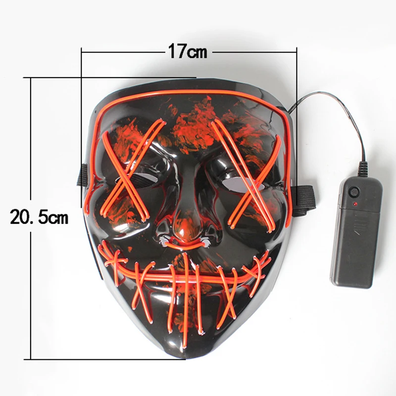 

LED Luminous Mask Halloween Outdoor Night Dress Props EL Luminous Mask Masquerade Party Cold Light Strip Grimace Mask