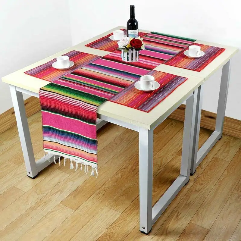 

1 Pcs 35*215CM cotton table flag Mexican style tablecloth decoration party supplies birthday wedding T4D7