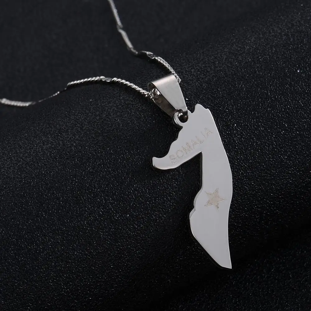 

Stainless Steel Somalia Map Flag Pendant Necklace Trendy Somalia Map Jewelry