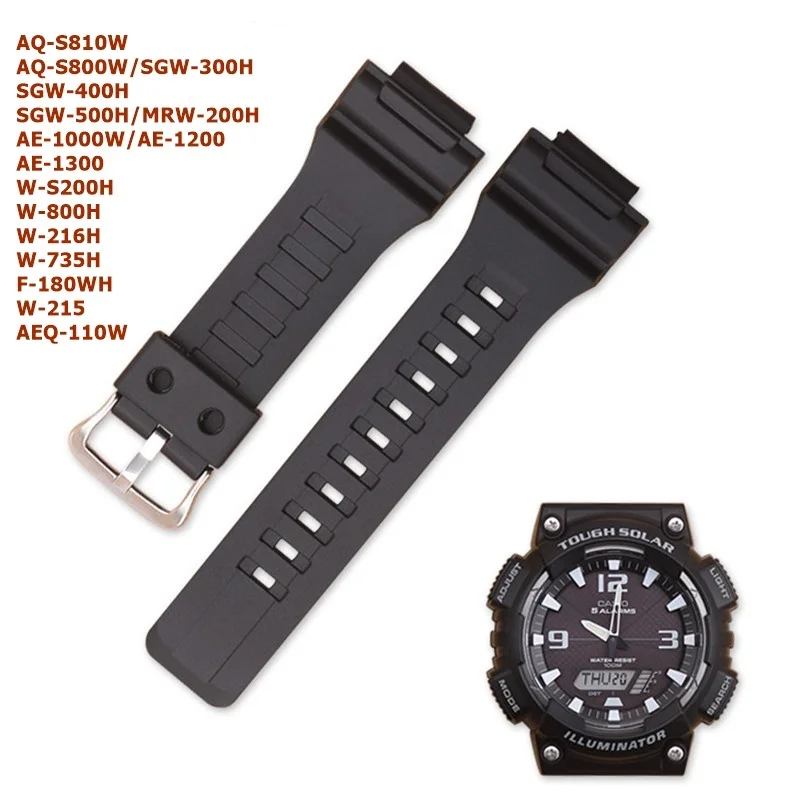 Ремешок для часов 18 мм силиконовый ремешок Casio G-shock AQ-S800/AQ-S810W SGW-300H SGW-400H HDC-700 MRW-200H