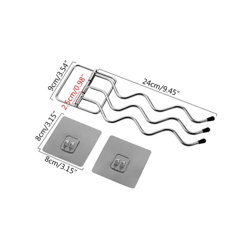 

3 Layers Wall Mounted Towel Rack Stainless Steel 180 Degree Rotating Hook Hanger Shelf Bathroom Kitchen Storage Holder