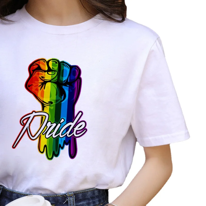 Lgbt Harajuku Rainbow Gay Pride T Shirt Women Lesbian Cartoon T-shirt 90s Graphic Casual Tshirt Fashion Cotton Tops Tee | Женская одежда