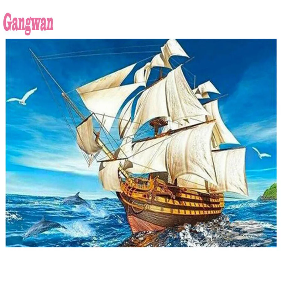 

Diy diamond painting sale Caribbean ship 3d picture of rhinestone diamond embroidery boat cross stitch diamond mosaic gift decor