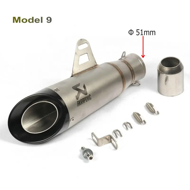 Глушитель выхлопной трубы moto rcycle Универсальный escape de moto akrapovic moto cicleta выхлопная труба для Honda Yamaha Kawasaki 51 мм 61 мм на входе - Цвет: Model 9