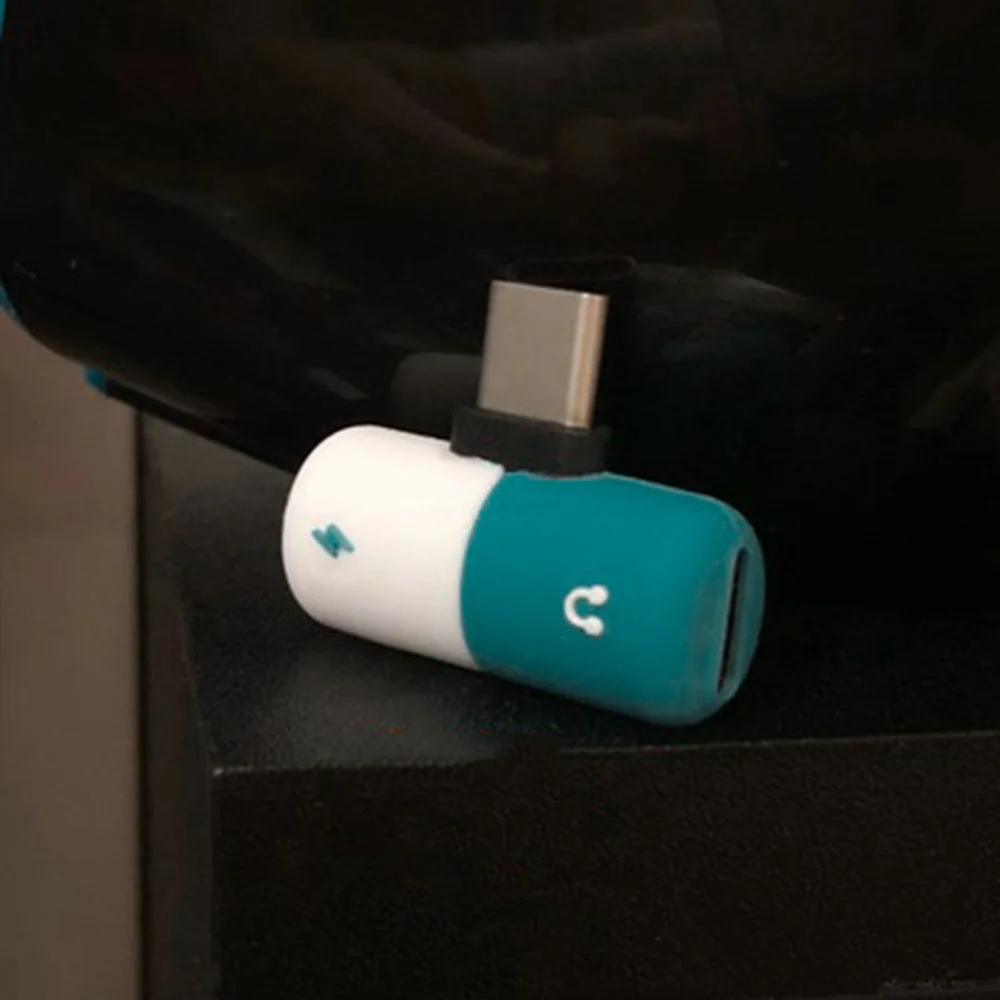 Мини капсула Зарядное устройство и адаптер для подключения наушников 2 в 1 Тип C до