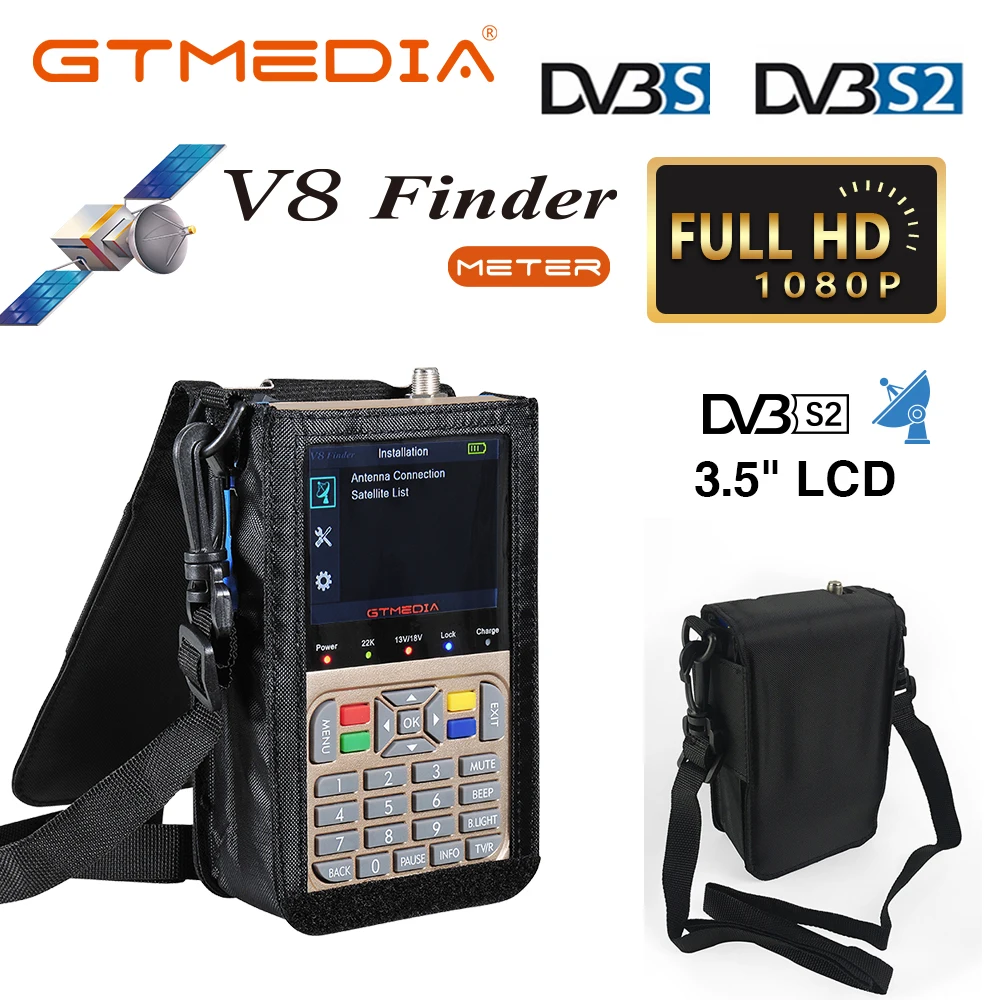 GTMEDIA DVB-S2/S2X V8 Finder HD цифровой спутниковый Finder Meter Full 1080P HD FTA 3,5 дюймов ЖК-дисплей SatFinder Корабль из Бразилии