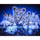 Алмазная живопись, квадратная круглая Алмазная вышивка 5d сделай сам, Тигры и пингвины, алмазная краска для гостиной, домашнее украшение, настенное изображение