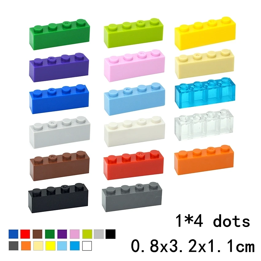 40PCS DIY 1x4 Dots Building Blocks Thick Figures Bricks Educational Creative Size 1*4 Compatible With 3010 Toy for Children | Игрушки и