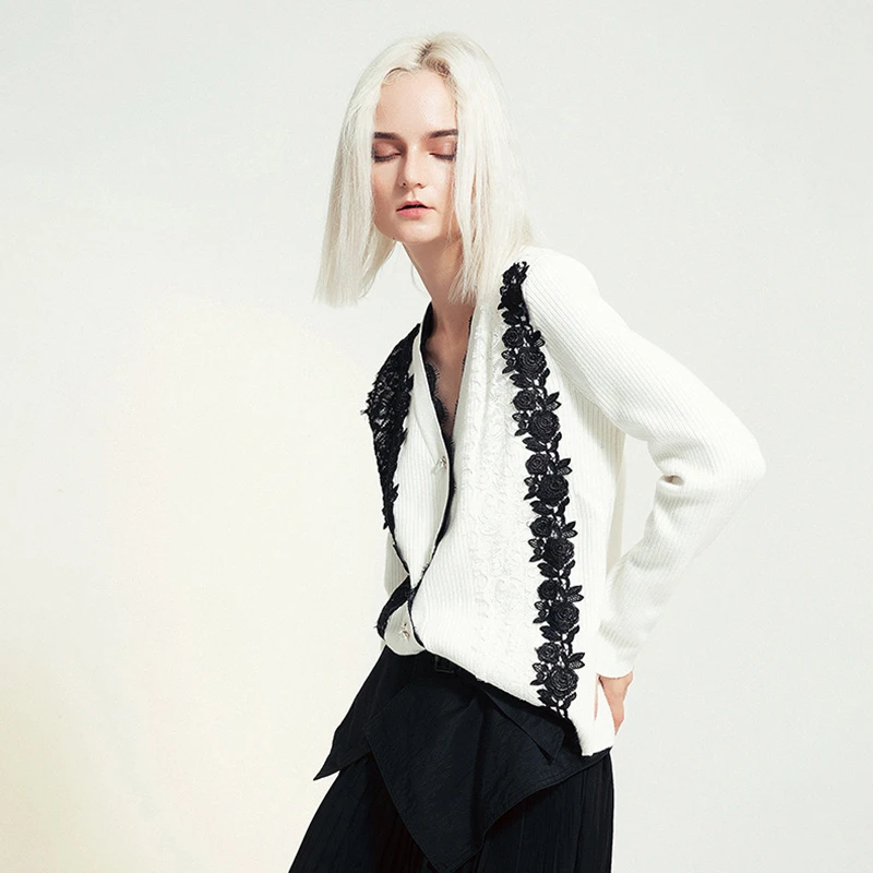 TWOTWINSTYLE Повседневный вязаный женский свитер с v-образным вырезом и длинным