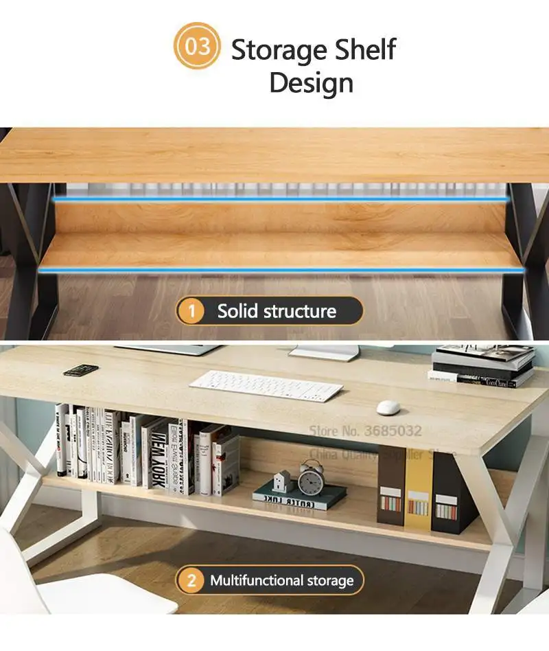 

Computer Laptop Desk Modern Style Computer Table with Bookshelf Wooden Standing Desks for Home Office Living Room