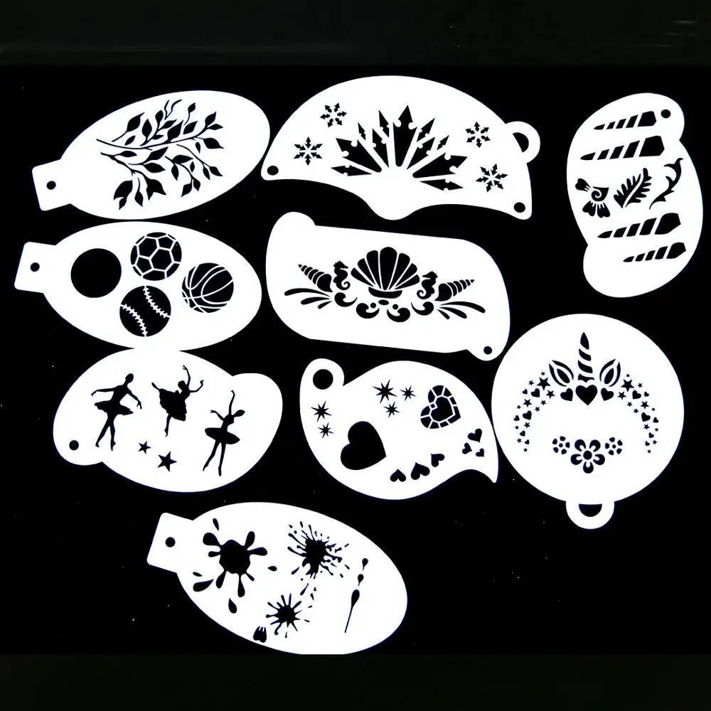 Bowitzki 9 шт. многоразовый уход за кожей лица Краски Трафареты для тела ing Макияж