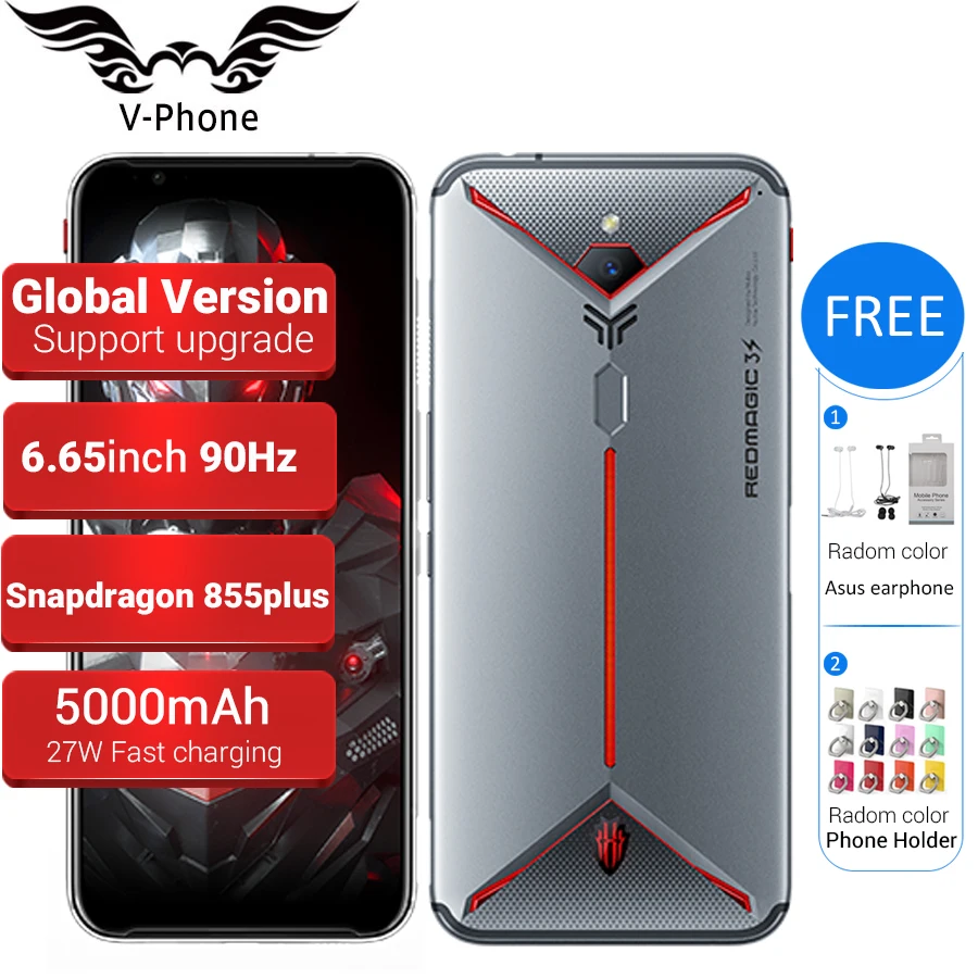 Глобальная версия zte Nubia красный Магия 3S 8 ГБ 128 игровой телефон Snapdragon 855 плюс 6,6" 48MP 5000 мА/ч, мобильный телефон Android смартфон
