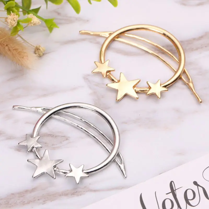 Женский геометрический пирсинг заколка для волос Романтическая Луна Звезда