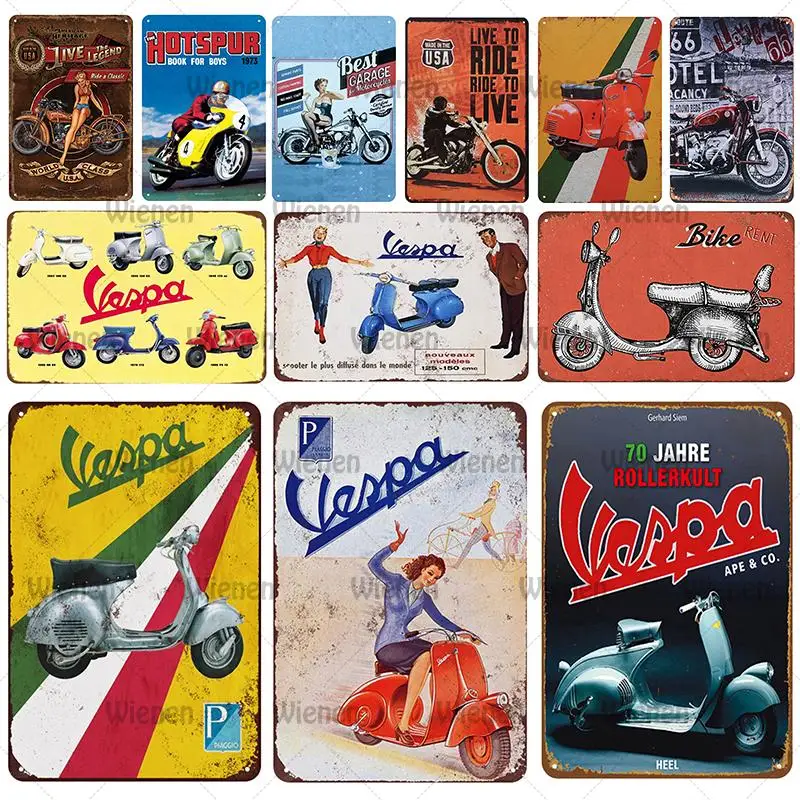 Vespa табличка винтажные металлические знаки жестяная вывеска на булавке потертый