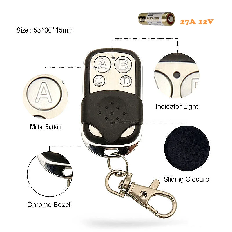 

Universal Remote Control 433Mhz RF Relay Receiver DC 3.6V 6V 12V 24V 1CH Module With 4buttons Keyfob For LED Lamp Light DIY