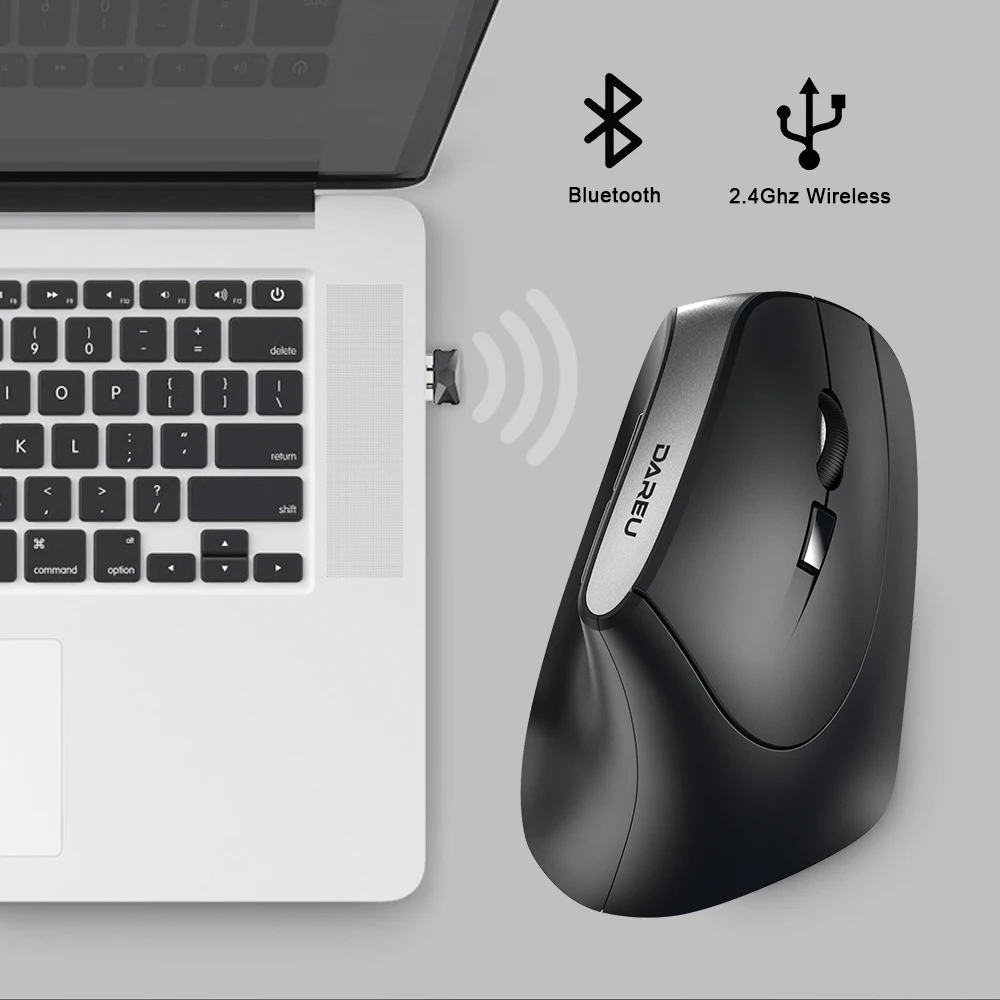DAREU LM108 Bluetooth 4,0+ 2,4 ГГц, Двухрежимная беспроводная мышь, 6 кнопок, эргономичный тип кожи, вертикальная мышь для ПК, ноутбука, компьютера