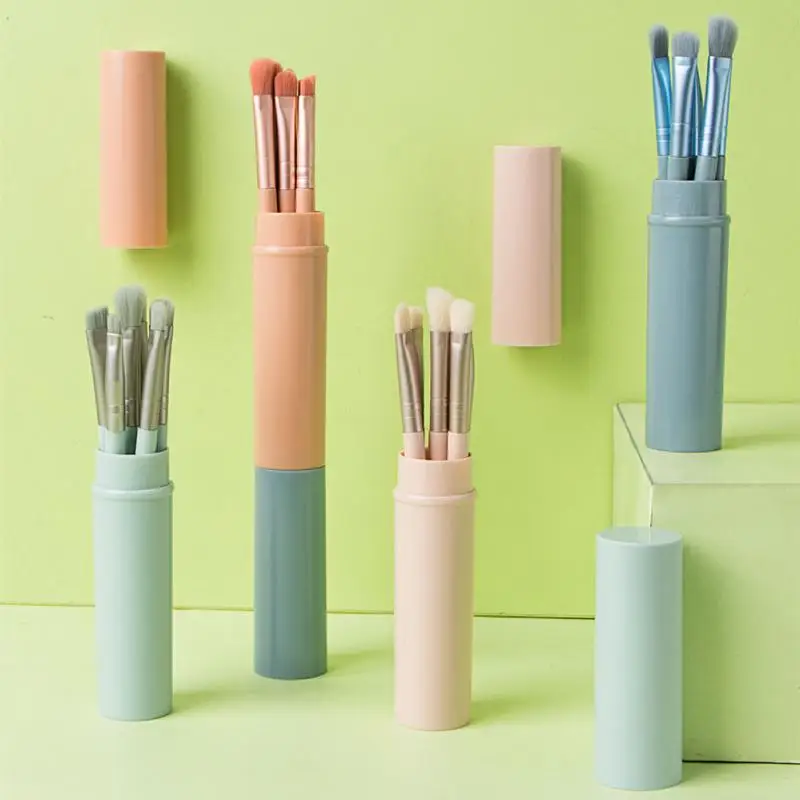 

4 Colors Makeup Brush Set with Brush Bucket Eyebrow EyeShadow Concealer Blending Makeup Brushes Cosmestic Tools