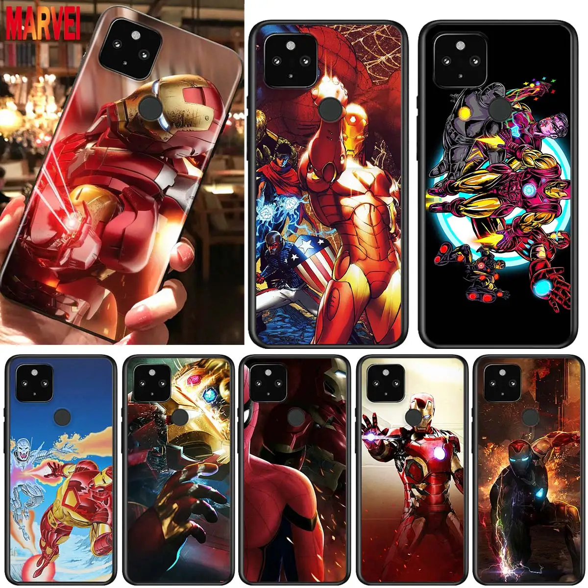 

Marvel Iron Man Hot Shockproof Cover for Google Pixel 5 5A 4 4A XL 5G Black Phone Case Shell Soft Fundas Coque Capa Cover