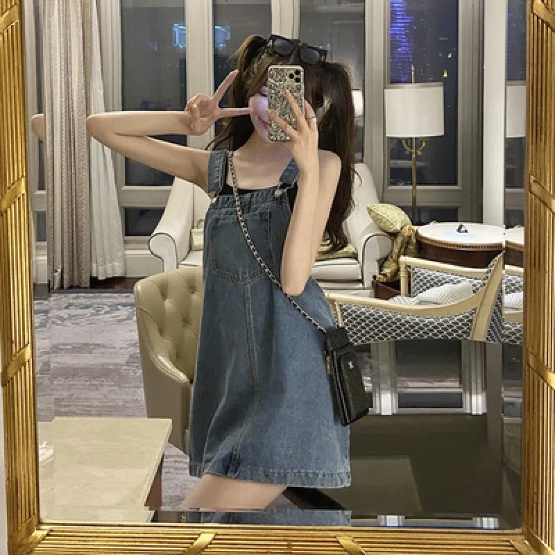 

Japanese and Korean women's denim strap skirt women's spring and summer student small dress 2021 new trendy cute skirt ins wind