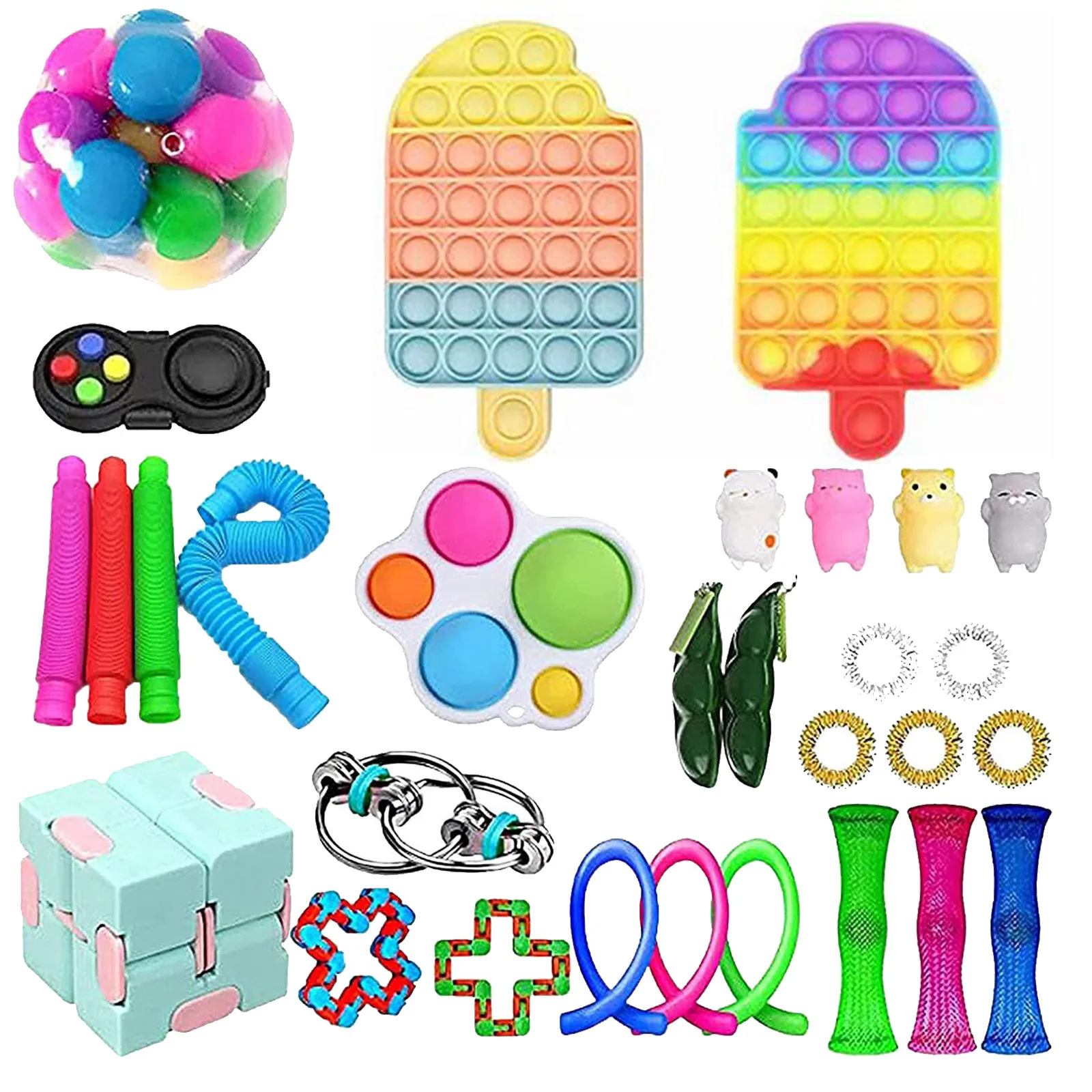 

Пуш-ап пузырь Непоседа куб игрушка антистресс комплект простой улыбающегося Спиннер эластичные кольца подарочный набор для детей для снят...