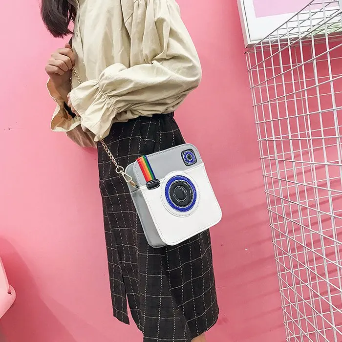 Женские милые радужные сумочки через плечо с дизайном камеры белые | Багаж и