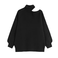2022 knitted womens high collar sweater sexy off shoulder pullover spring and autumn new chic korean basic ladies casual tops