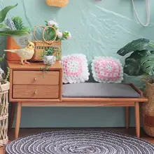 1:6 Miniature Dollhouse 3D Wooden Furniture Realistic Dollhouse Accessories Simulation Shoe Changing Stool for Photo Props