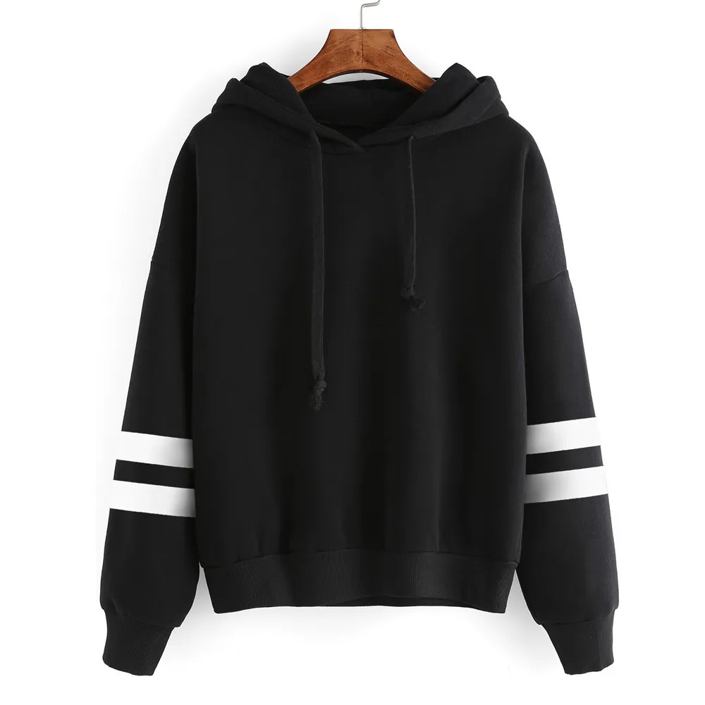 

Womens Long Sleeve Stripe Hoodie Sweatshirt Jumper Hooded Pullover Tops Blouse Fashion Sweatshirts Female Pullover