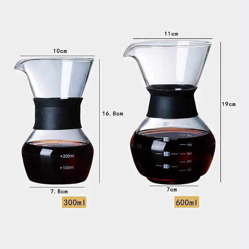 600ml Glass Coffee Kettle with Stainless Steel Filter Drip Brewing Hot Brewer Coffee Pot Dripper Barista Pour Over Coffee Maker images - 6