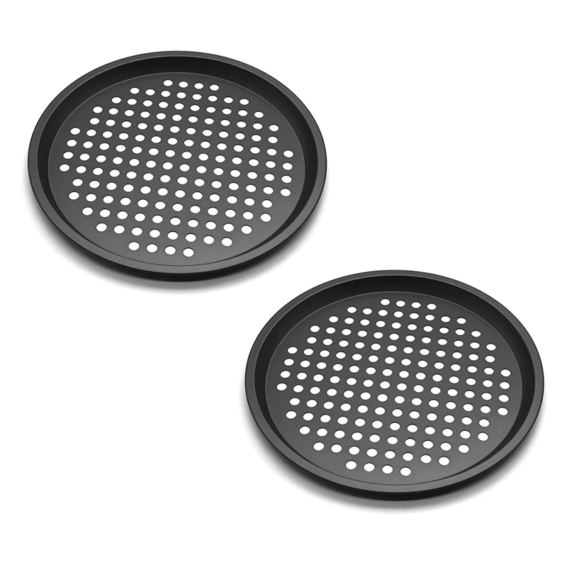 

12inch Carbon Steel Non-stick Pizza Baking Pan Mesh Tray Plate