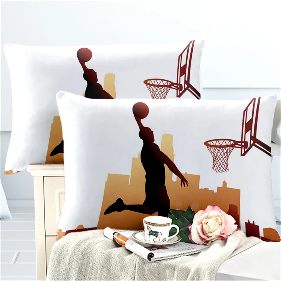 

3D Basketball Pillowcase Boys Sports Football Pillow Case King Queen Size Standard Pillow Cover Soft Bedclothes D25