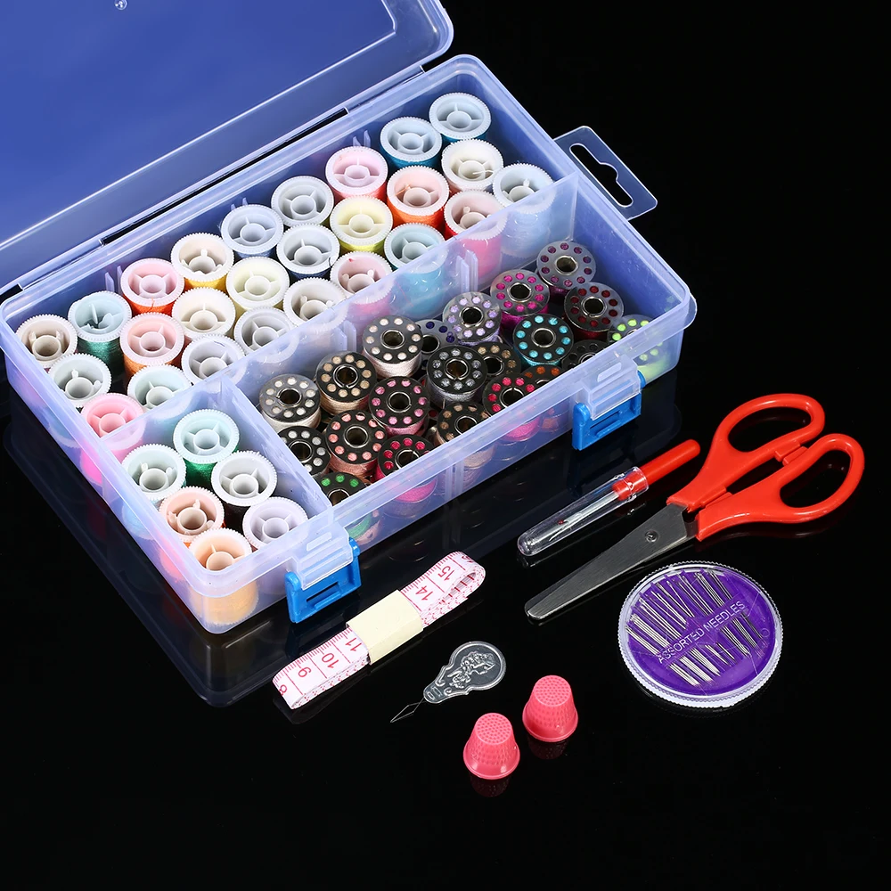 Набор ниток 25-100 шт./компл. разноцветные для шитья металлические бобины + катушки